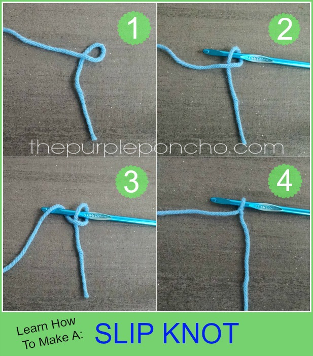 Crochet Tutorial - How To Make A Slip Knot - The Purple Poncho