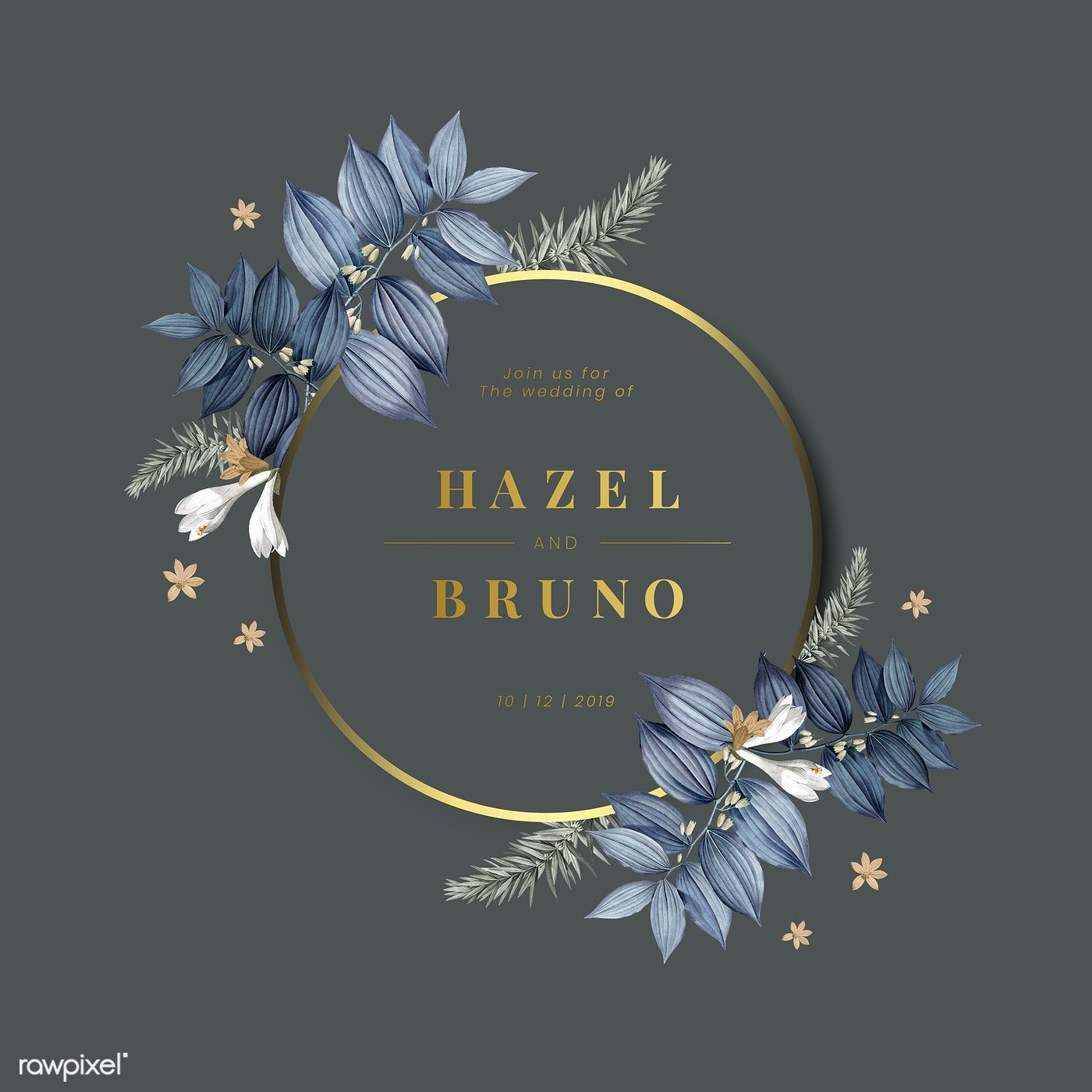 Floral wedding invitation card design vector | free image by rawpixel