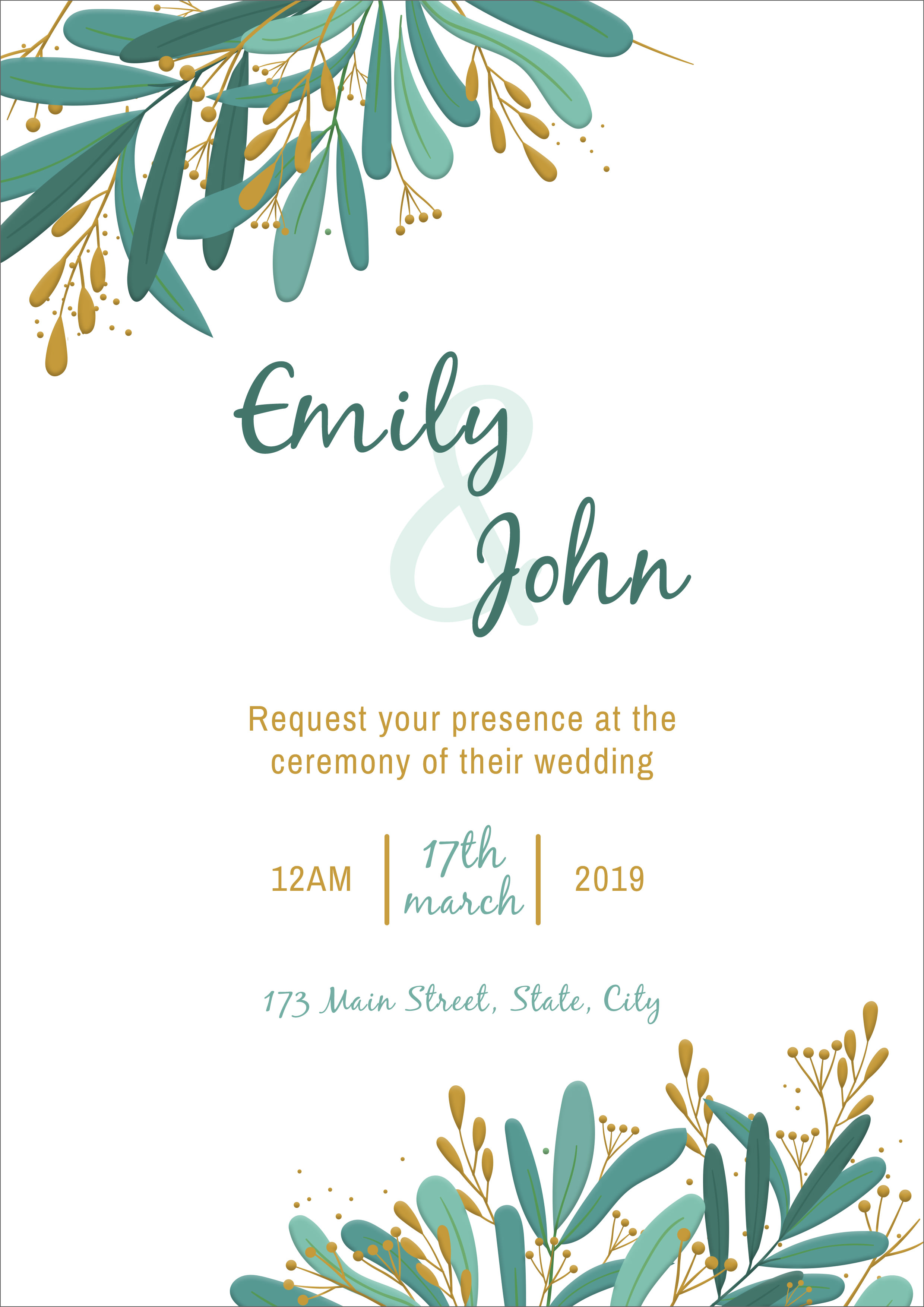 Elegant Blank Printable Wedding Invitation Templates